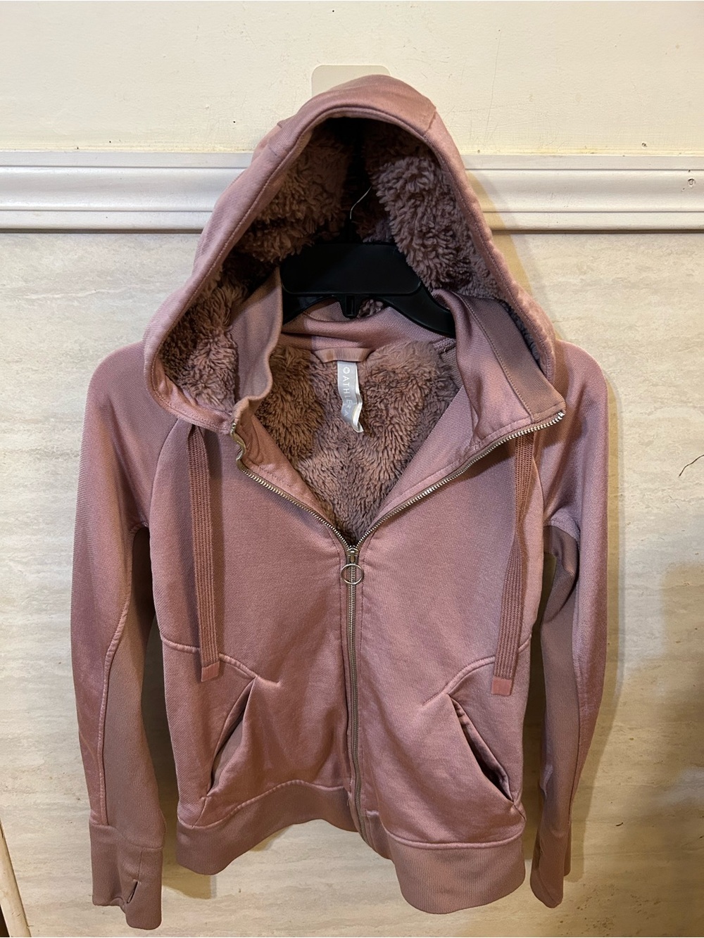 Athleta Triumph Luxe Shine Hoodie, Soft Faux-Fur Sherpa Lining - Picture 5 of 13